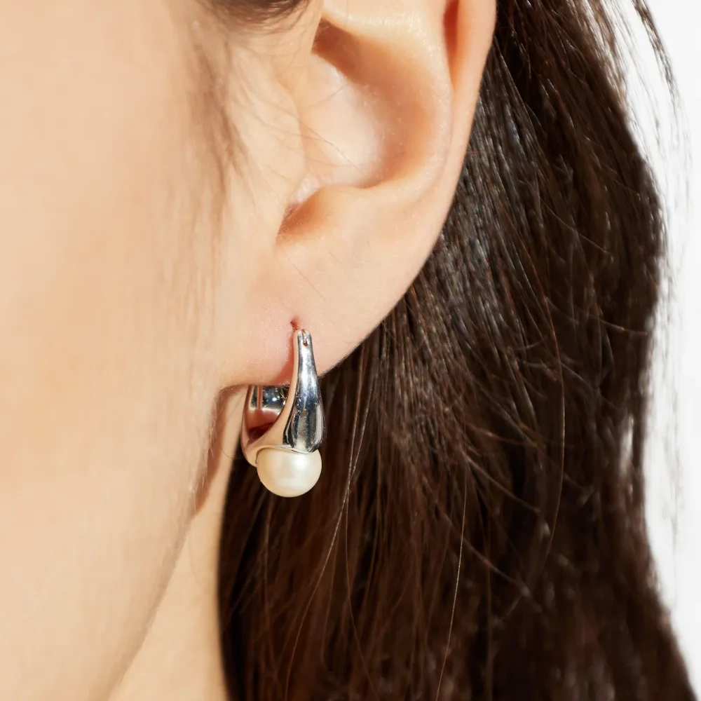 Серьги-капли с искусственным жемчугом