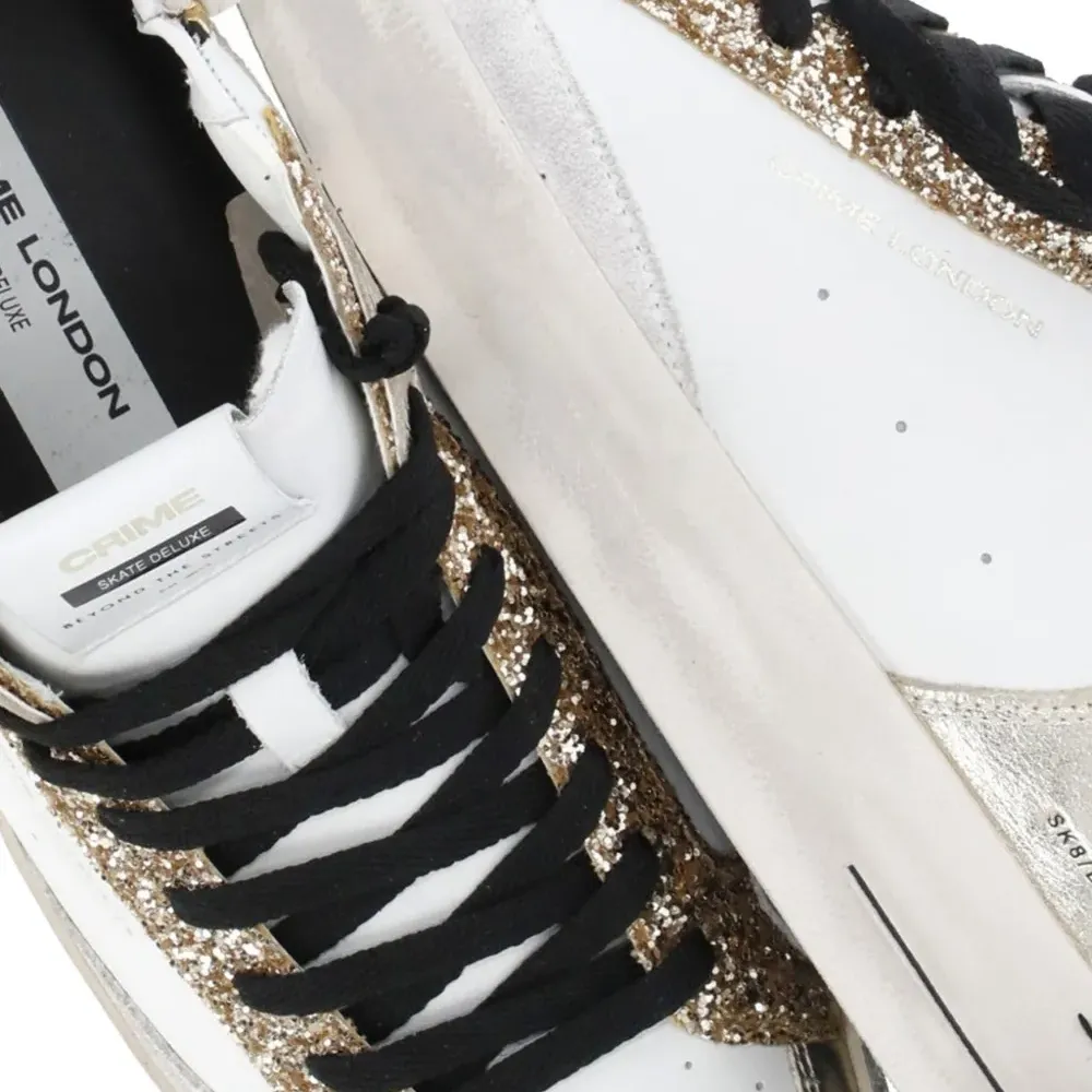 Кожаные кеды Sk8 Deluxe Mid с тиснённым логотипом и блестками