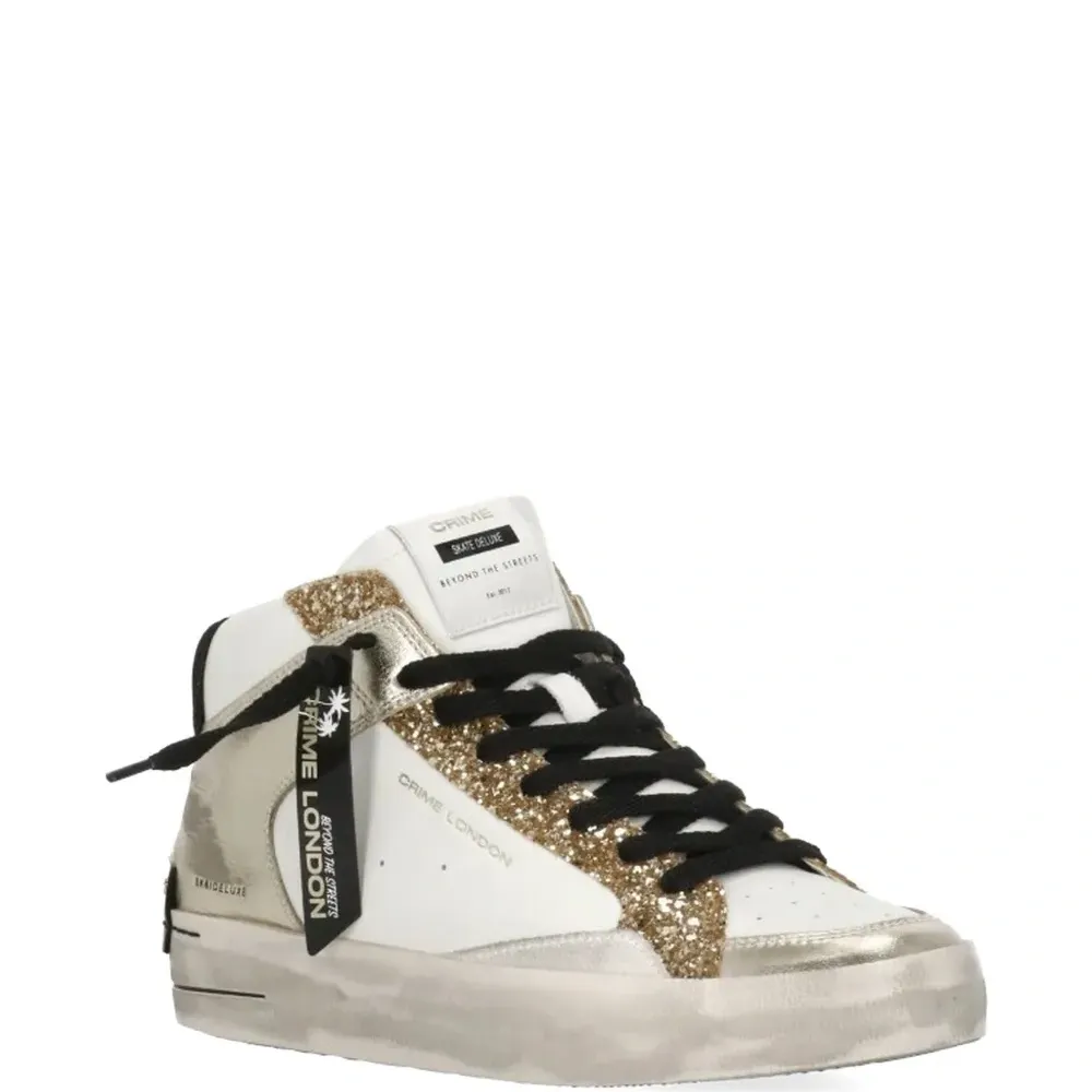 Кожаные кеды Sk8 Deluxe Mid с тиснённым логотипом и блестками