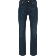 Джинсы со стиркой под камень и контрастной прострочкой