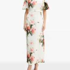 Платье миди с цветочным принтом