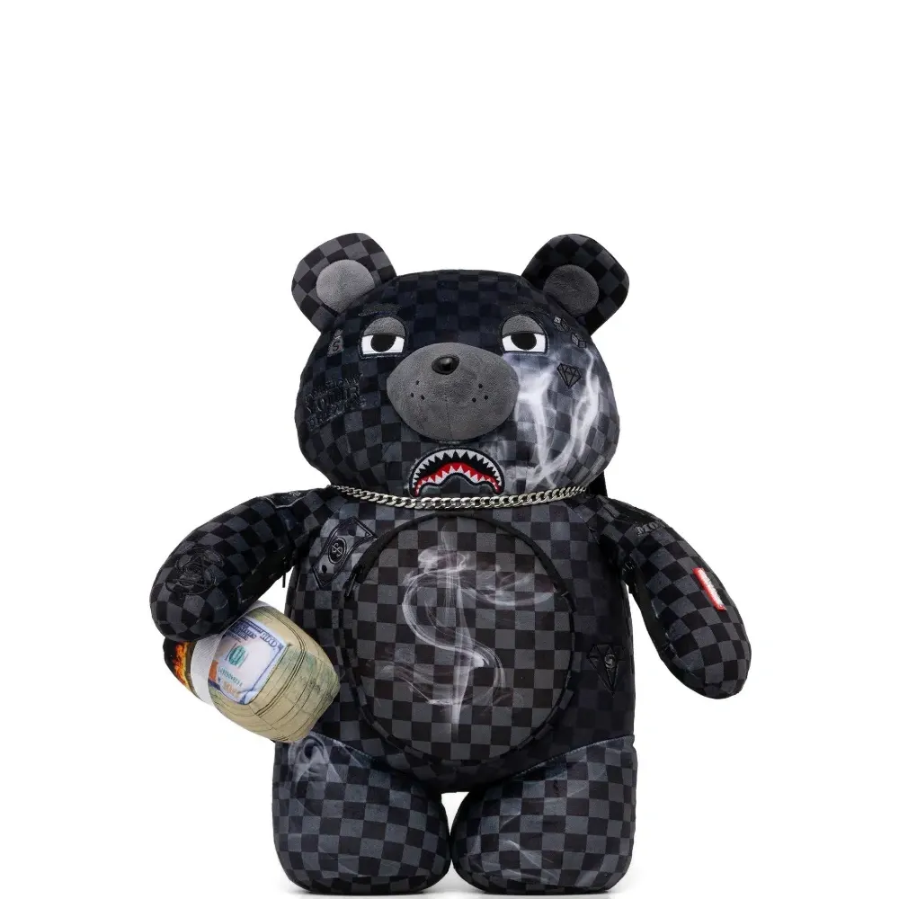 Клетчатый рюкзак с принтом