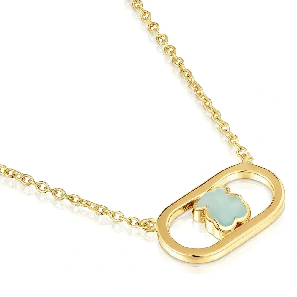 Ожерелье с овальным кулоном в виде медведя