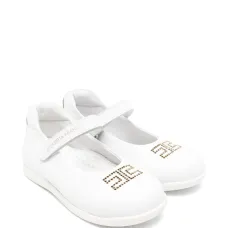 Кожаные балетки с аппликацией и ремешком Кожаные балетки с аппликацией и ремешком