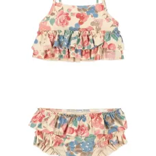 Купальник с цветочным узором и оборками