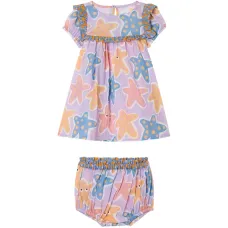 Комбинезон с оборками и принтом морских звезд (набор из двух штук)