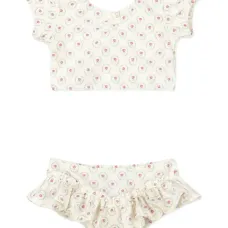 Бикини с рюшами и цветочным принтом