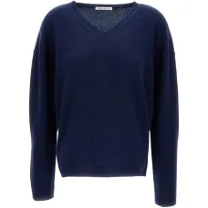 Свитер с V-образным вырезом и рубчатым низом Свитер с V-образным вырезом и рубчатым низом