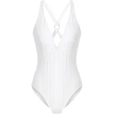 Слитный купальник с перекрёстными бретелями и кольцом