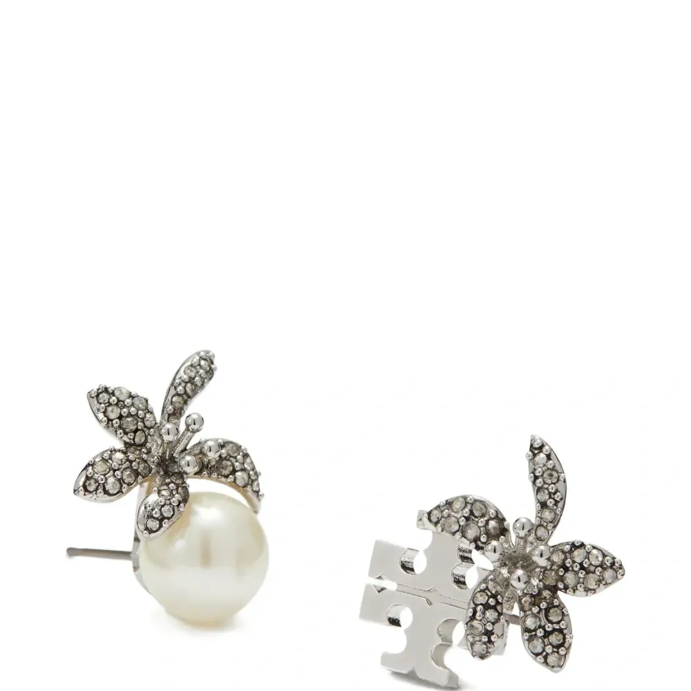 Серьги-гвоздики Moondance с цветком и жемчугом