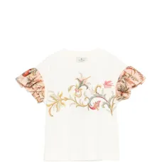 Футболка с цветочным принтом и рукавами с рюшами