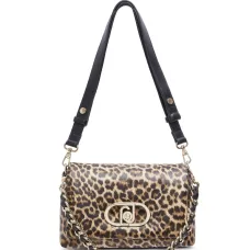 Сумка на плечо Medium LaPuffy с цепочным ремнём и анималистичным принтом