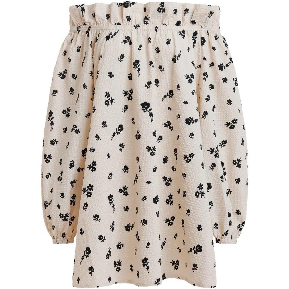 Платье мини с оборками и цветочным принтом