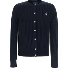 Кардиган с круглым вырезом и вязкой в стиле "косы"