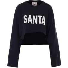 Укороченный свитшот с принтом Санты