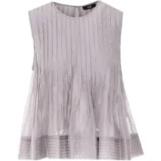 Плиссированный топ с круглым вырезом