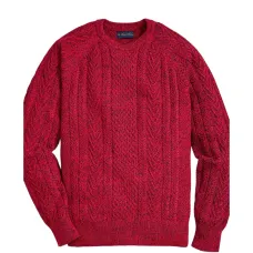 Трикотажный свитер в стиле "рыбака" с круглым вырезом