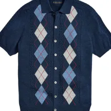 Рубашка с ромбовидным и косичковым узором