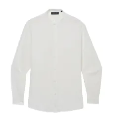 Льняная рубашка со стойкой