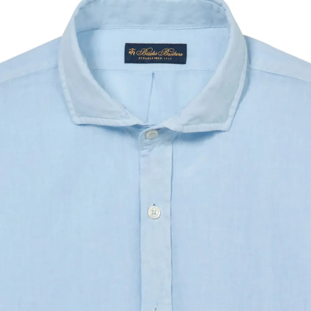 Льняная рубашка с отложным воротником