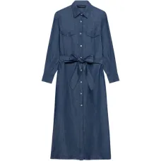 Льняное платье-рубашка с пуговицами спереди