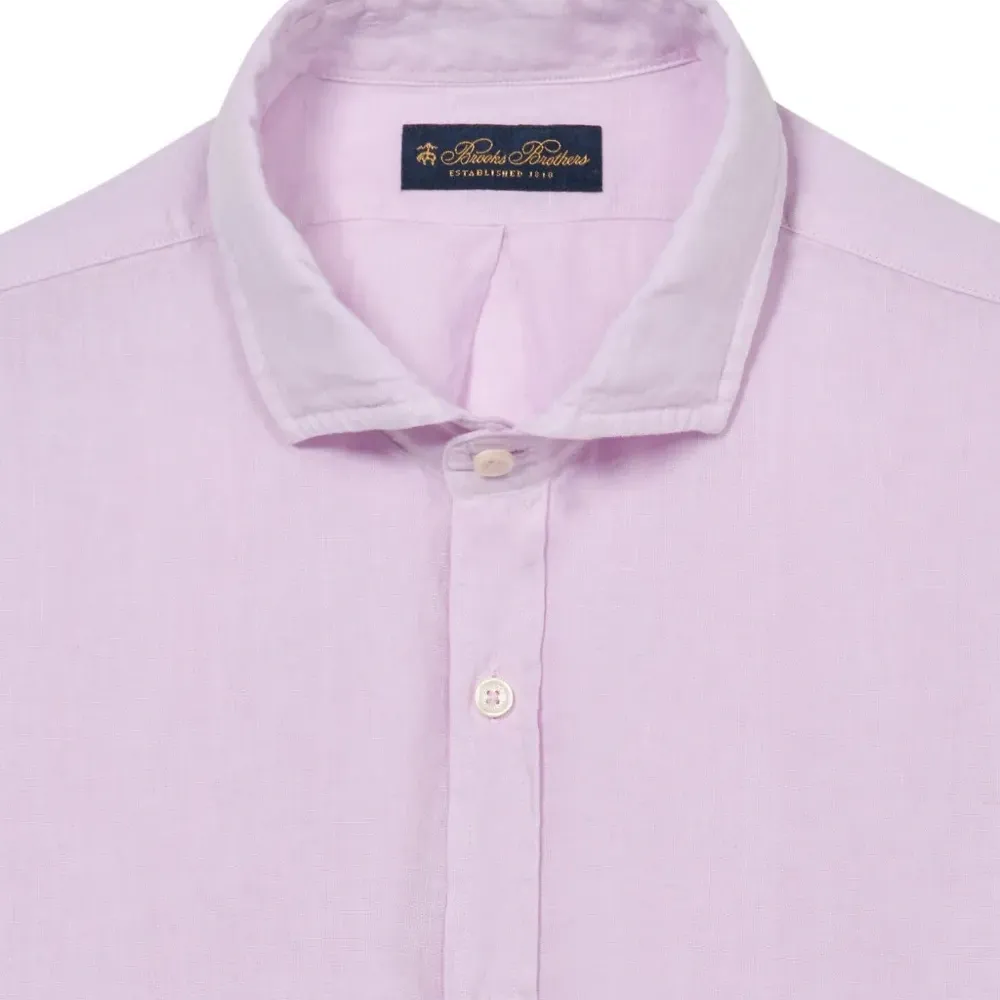 Льняная рубашка с отложным воротником