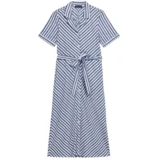 Платье-рубашка с поясом в полоску