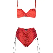 Бикини с принтом "змеиная кожа" и пуш-ап эффектом