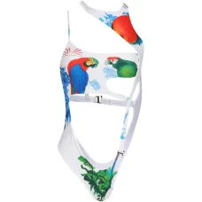 Слитный купальник с тропическим принтом и вырезами Слитный купальник с тропическим принтом и вырезами