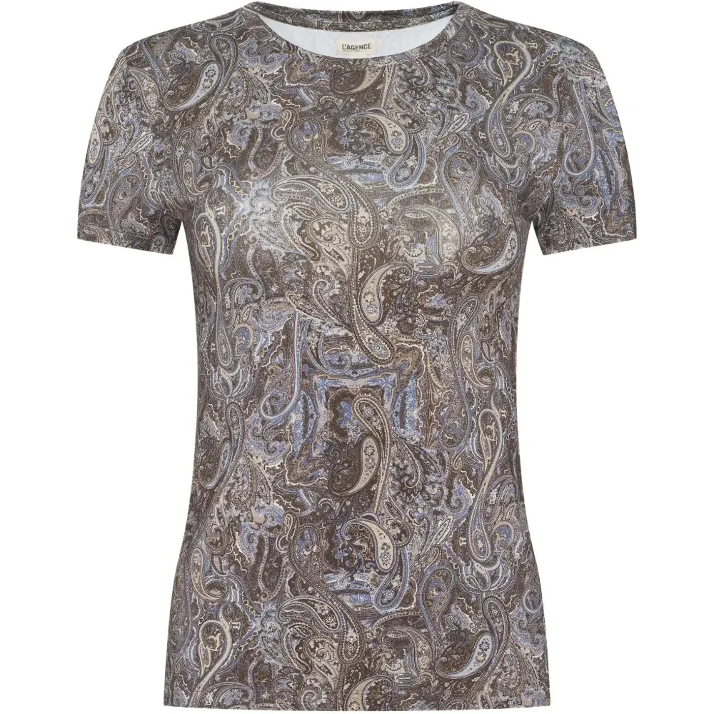 Топ с короткими рукавами с узором "пейсли"