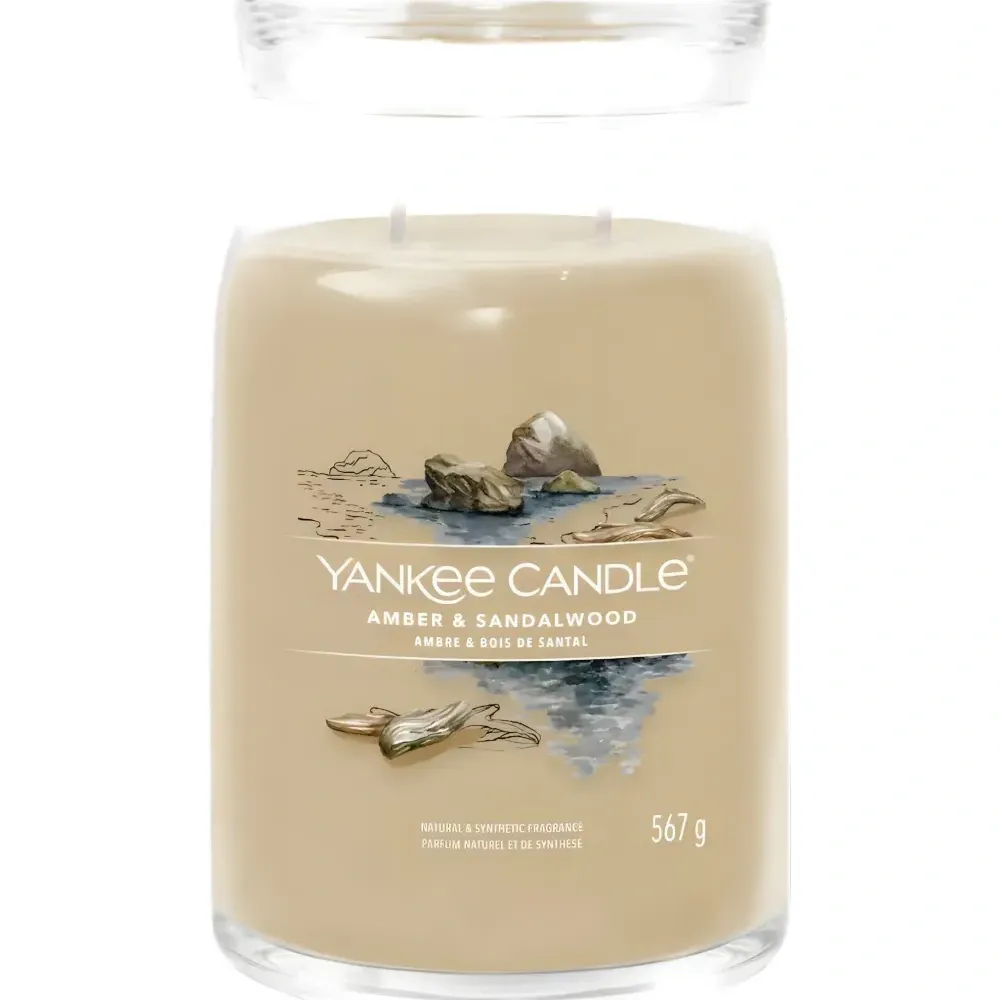 Большая свеча с янтарём и сандалом