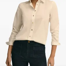 Блуза из поплина с логотипом на пуговицах