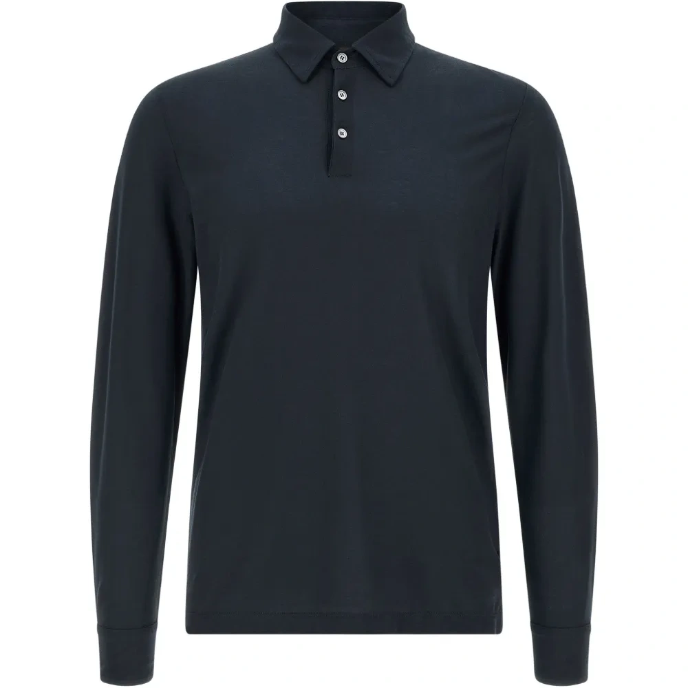 Поло с длинными рукавами на пуговицах