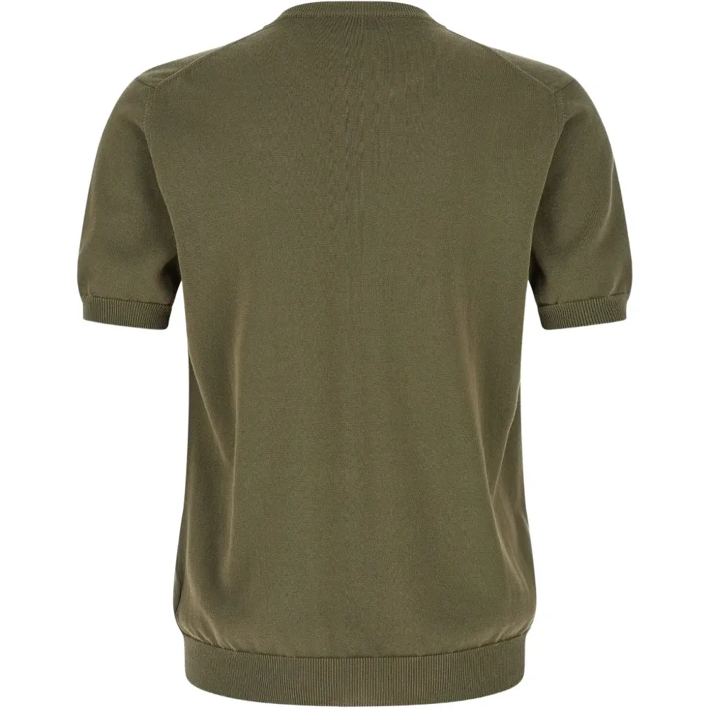 Хлопковая футболка с круглым вырезом и манжетами