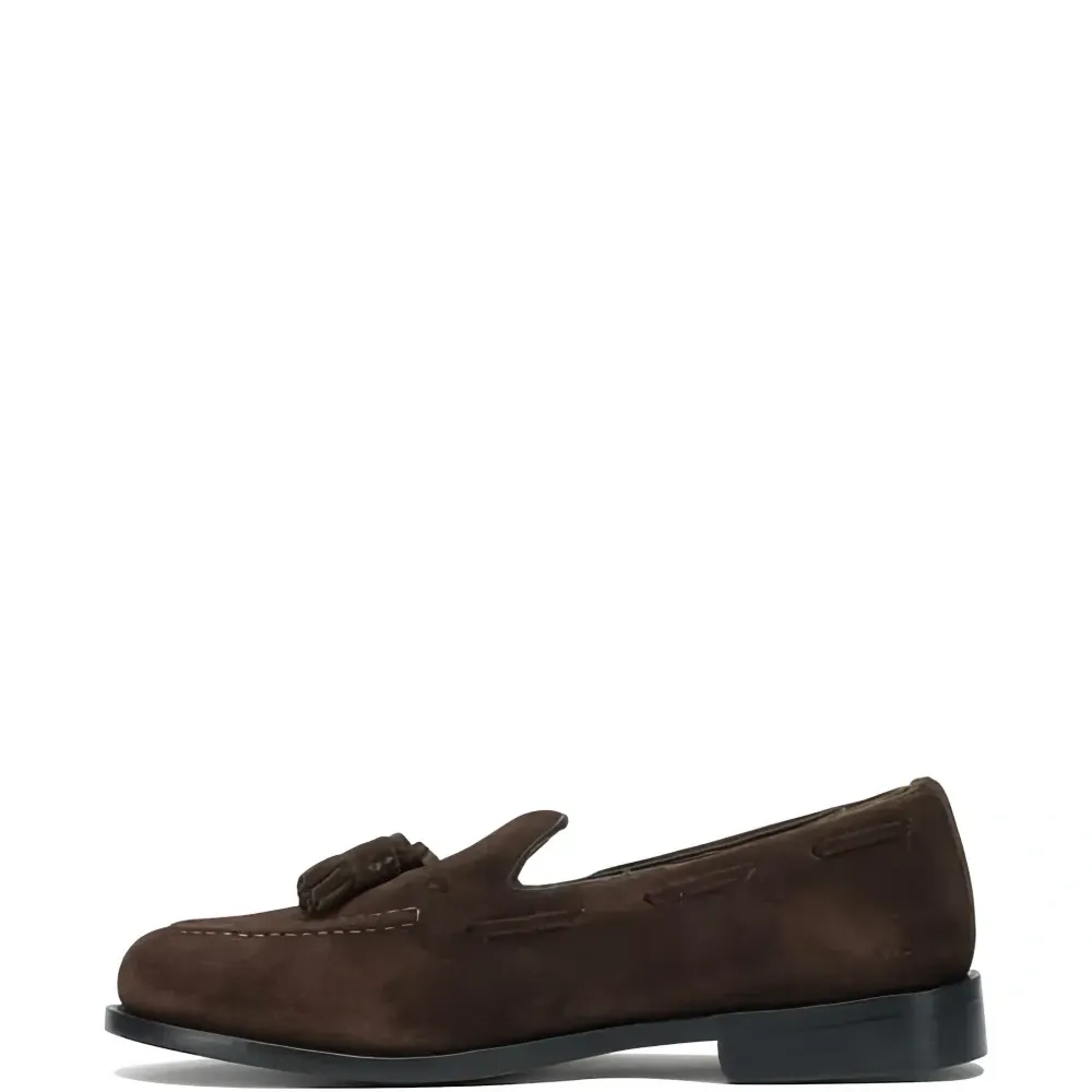 Кожаные туфли без каблука с кисточками