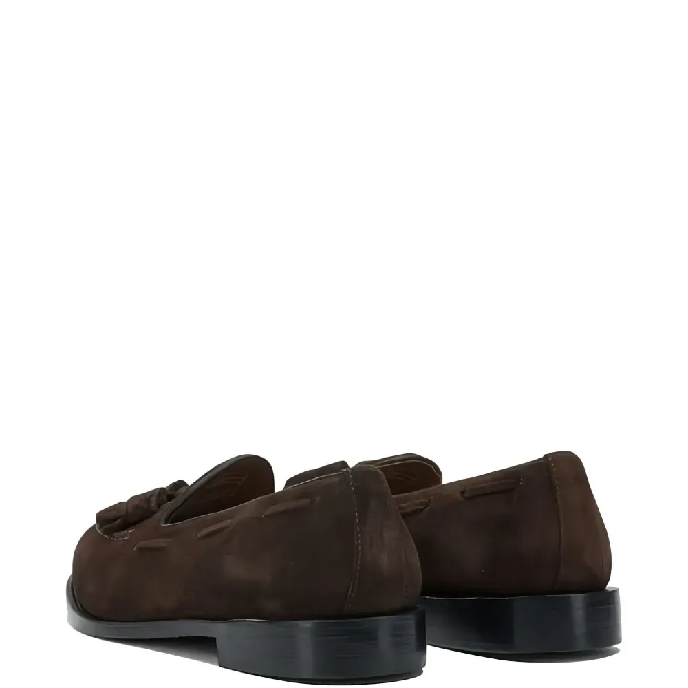 Кожаные туфли без каблука с кисточками