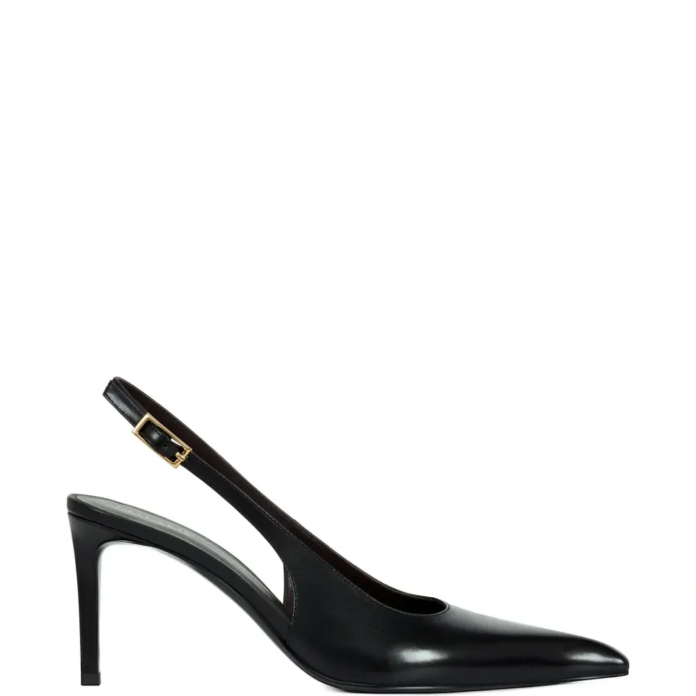 Кожаные туфли-лодочки с заострённым носком и пряжкой