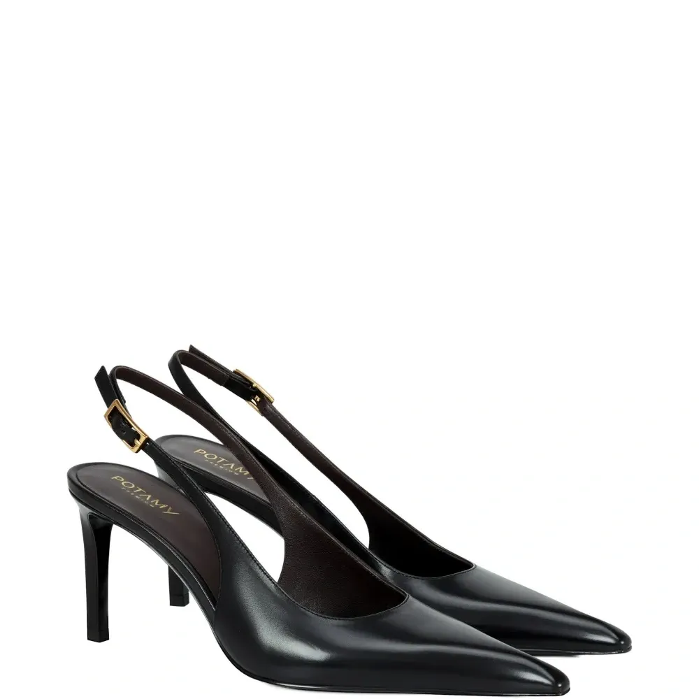 Кожаные туфли-лодочки с заострённым носком и пряжкой