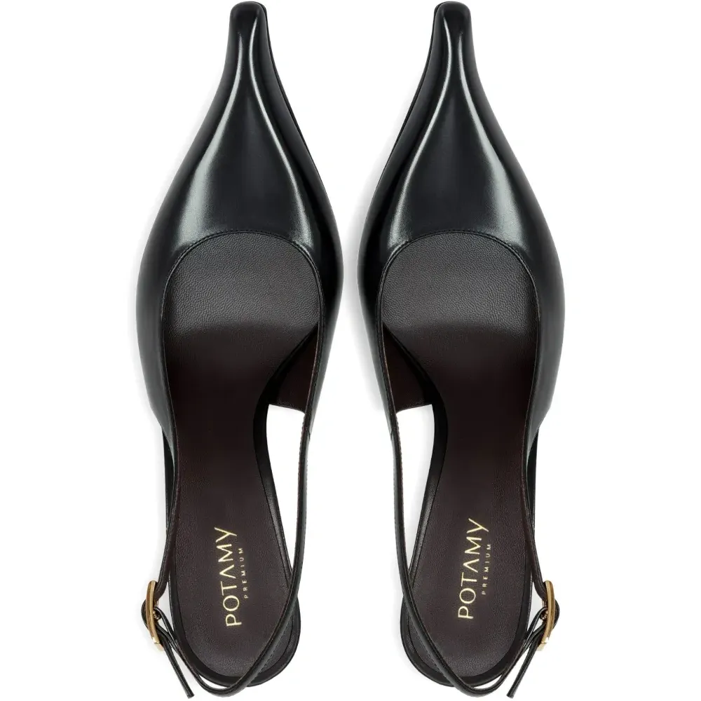 Кожаные туфли-лодочки с заострённым носком и пряжкой