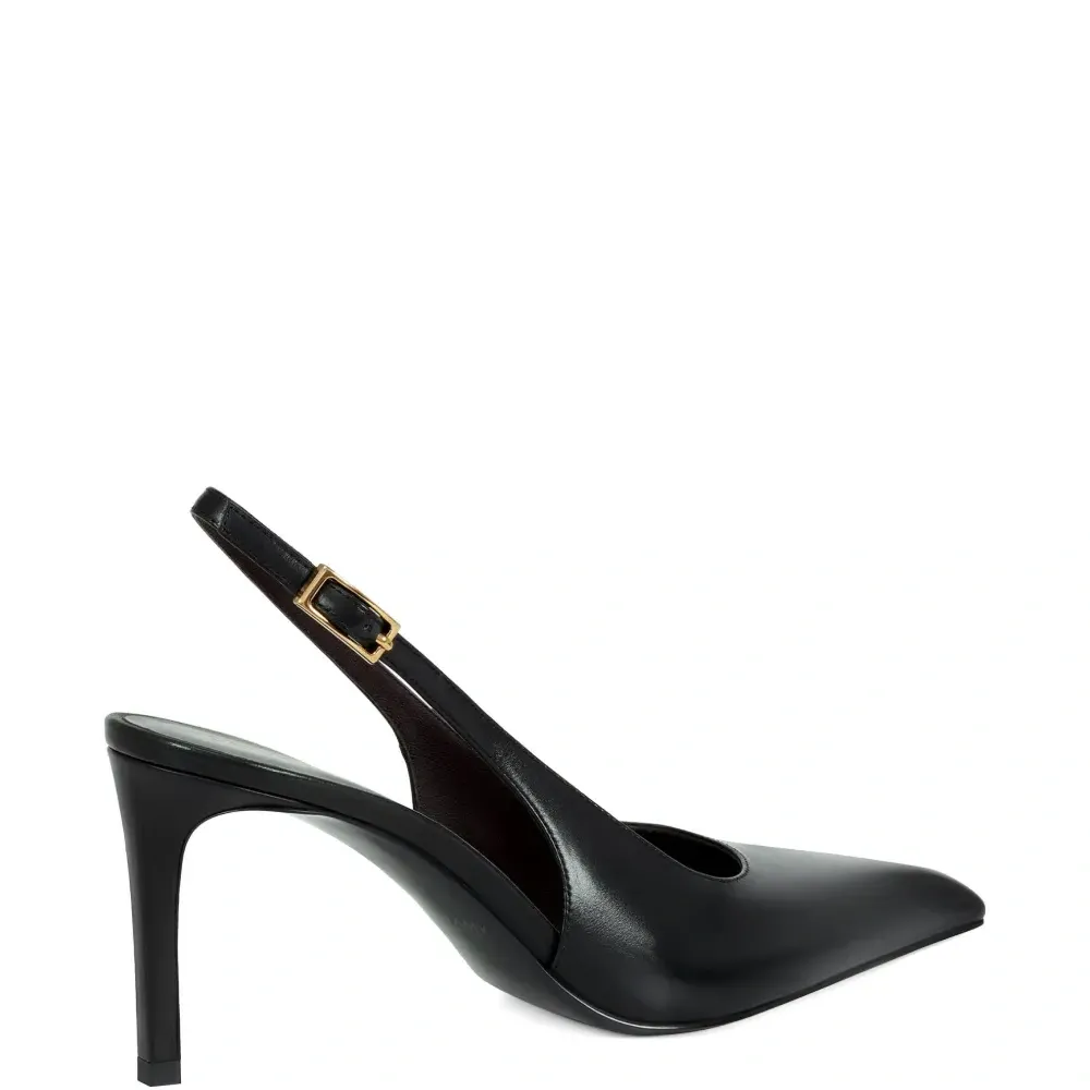 Кожаные туфли-лодочки с заострённым носком и пряжкой