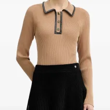 Топ с кожаной отделкой и пуговицами