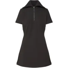 Мини-платье с короткими рукавами, застежкой на молнии и воротником поло
