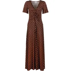 Длинное платье в горох с сборками Длинное платье в горох с сборками