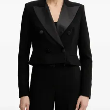 Укороченный двубортный пиджак Укороченный двубортный пиджак