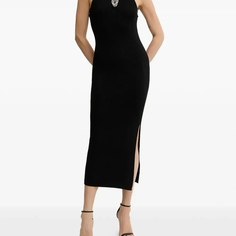 Декорированное трикотажное макси-платье