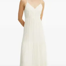 Макси-платье с вышивкой и ярусами