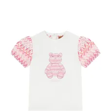 Топ с рукавами зигзаг и медвежонком